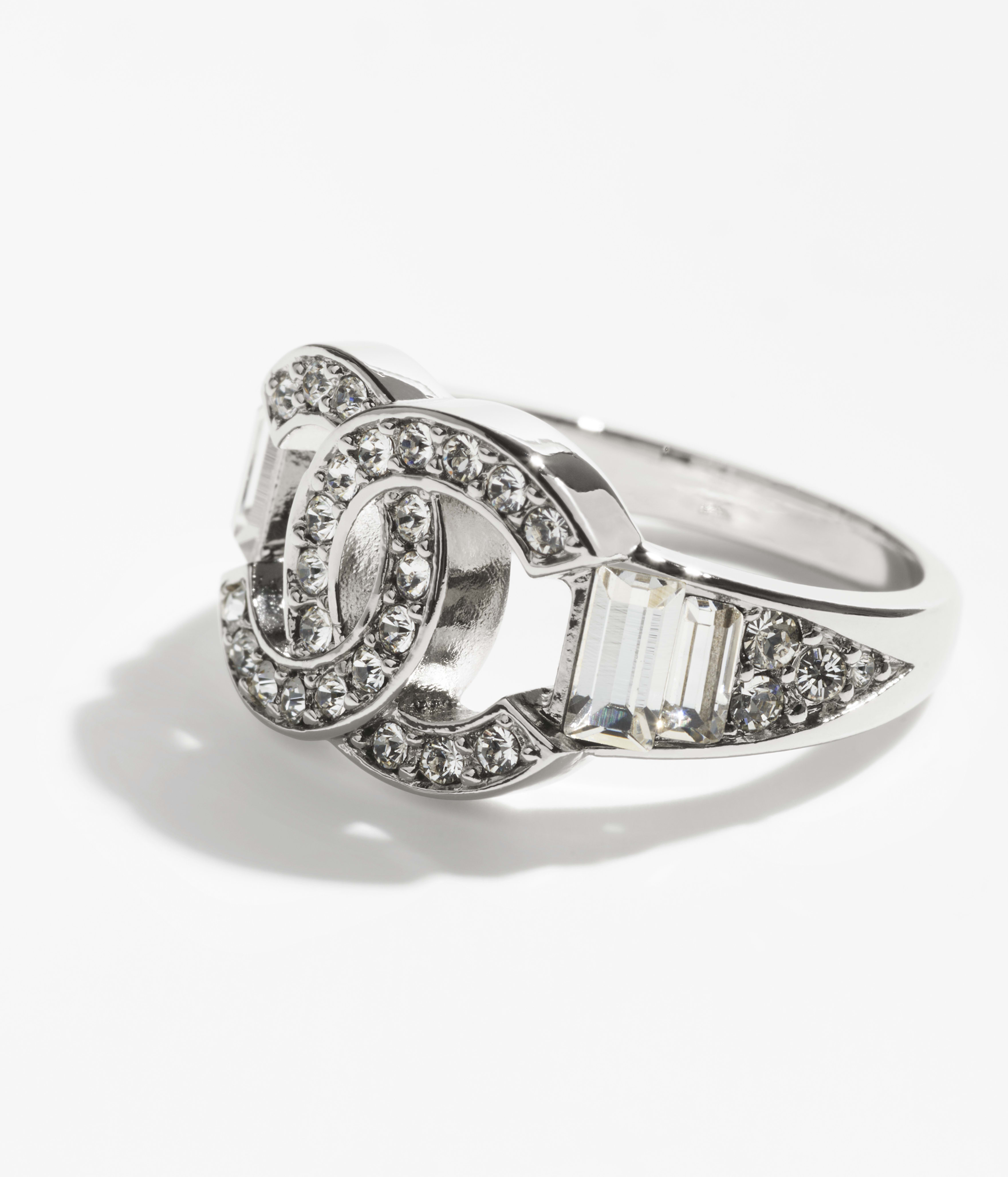 Ring - Silver & Crystal - Metal & Diamantés - 